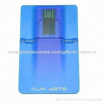 Promotional Credit Card USB Flash Drives with High-printing Quality, 64MB to 16GB Memory Capacity